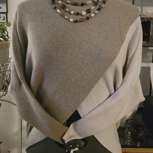 Elan Two-Tone Asymetrical Crossover Sweater